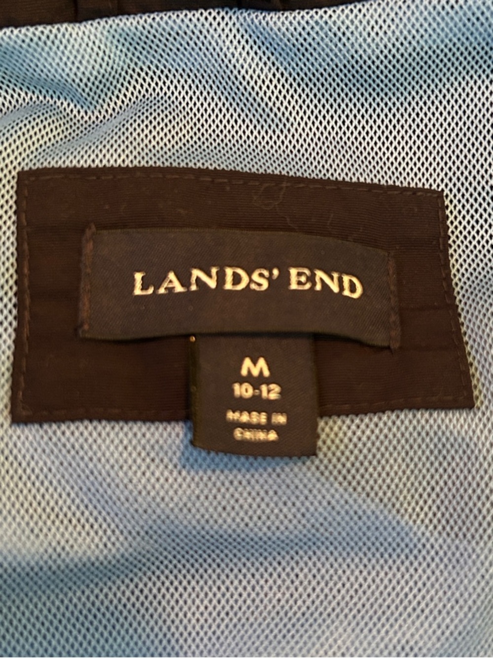 Lands’ End Navy Windbreaker Jacket Hooded Zip Medium 10-12 - Picture 7 of 10